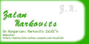 zalan markovits business card